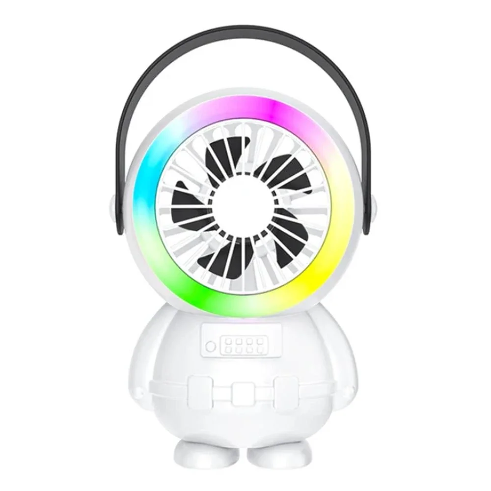Astronot Taşınabilir Şarjlı Fan - RGB Masa Üstü Vantilatör 1500mAh