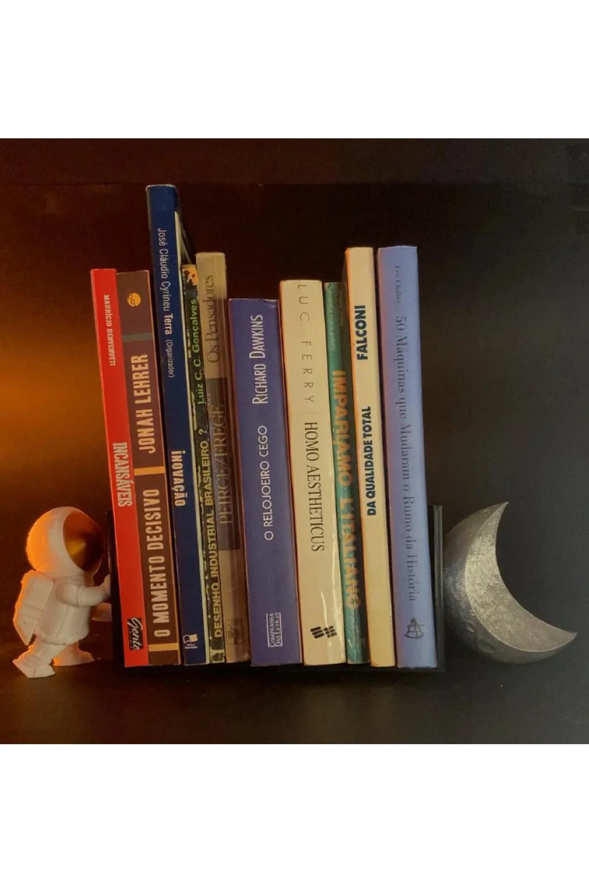 Astronot ve Ay Dekoratif Modern Kitap Tutucu 2'li Set