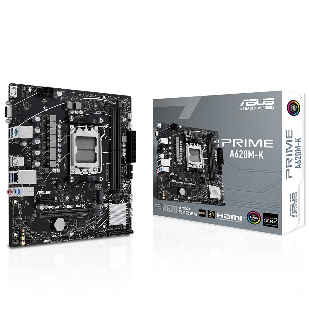 Asus Prime A620M-K 6400MHz (OC) DDR5 Soket AM5 M.2 HDMI VGA mATX
