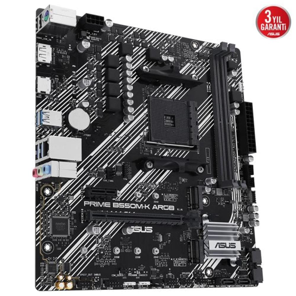 Asus Prime B550M-K ARGB 5100MHz (OC) DDR4 Soket AM4 M.2 HDMI mATX