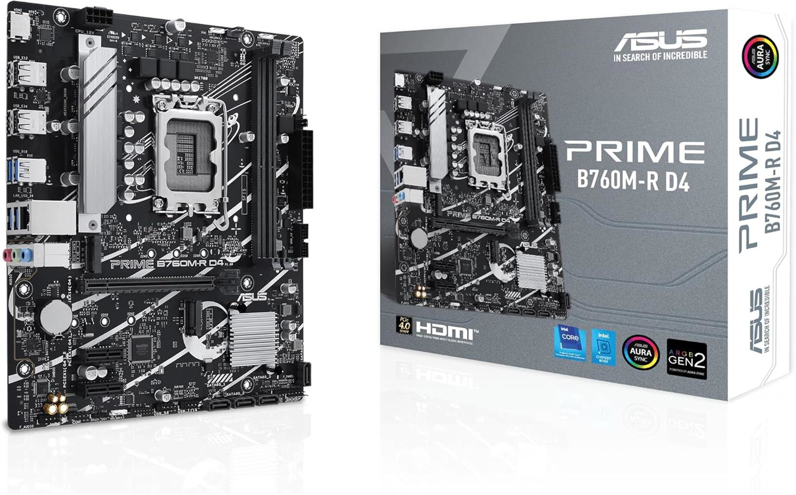 Asus Prıme B760M-R D4 Intel B760 Lga1700 DDR4 5333 Hdmı 2X M2 Aur