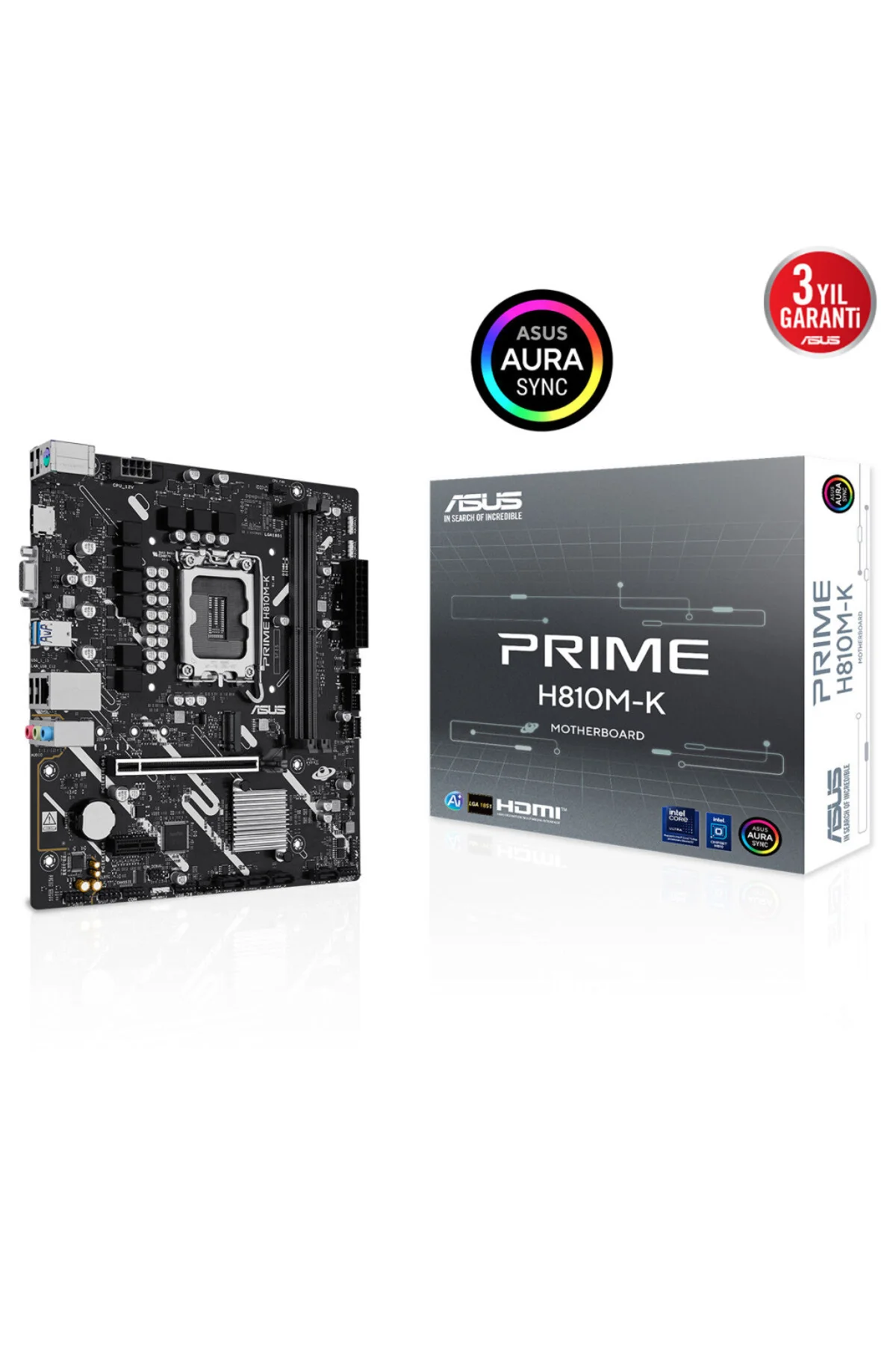 ASUS PRIME H810M-K, 2xDDR5, M.2, HDMI, D-SUB, LGA1851 Soket, ATX 