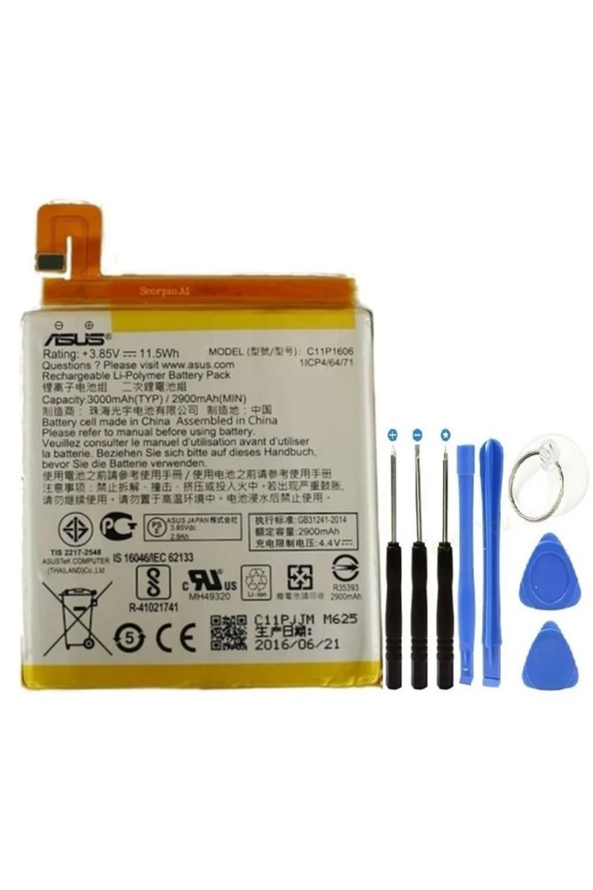 Asus Zenfone 3 Laser Pil Batarya + Tamir Seti Zc551kl C11p1606 3000 Mah