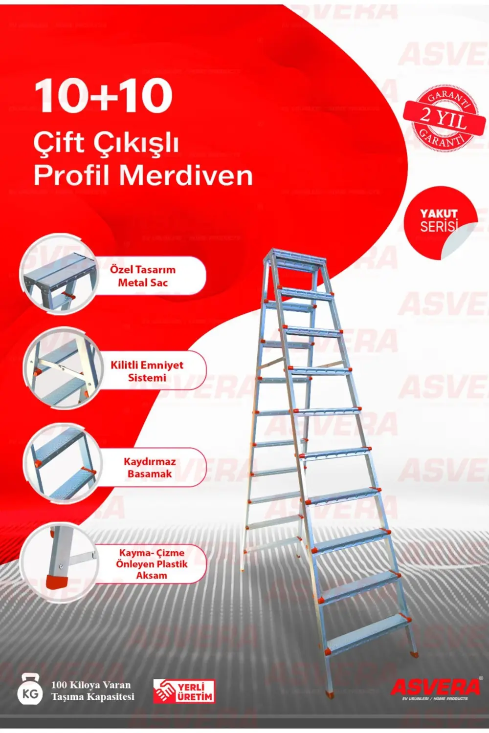 ASVERA 10+10 ÇİFT ÇIKIŞLI PROFİL MERDİVEN