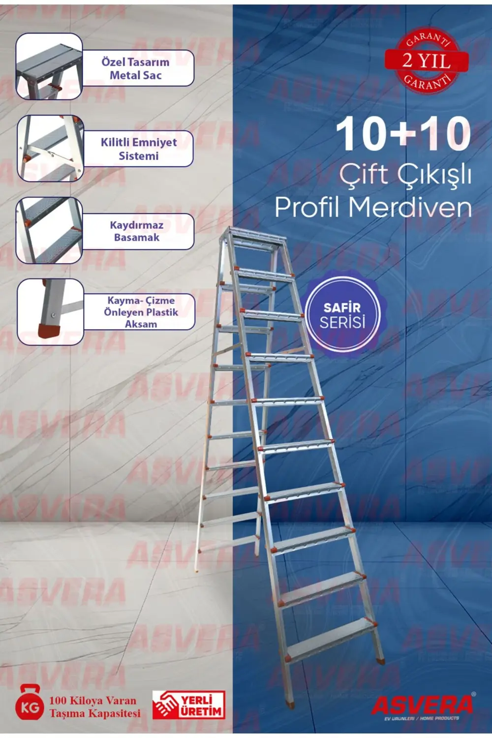 ASVERA 10+10 ÇİFT ÇIKIŞLI PROFİL MERDİVEN