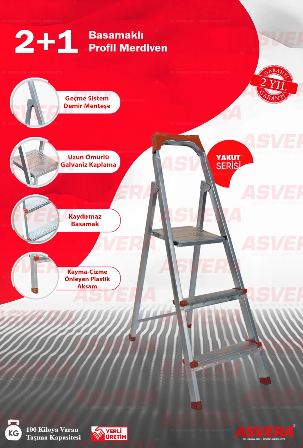 ASVERA 2+1 BASAMAKLI PROFİL MERDİVEN