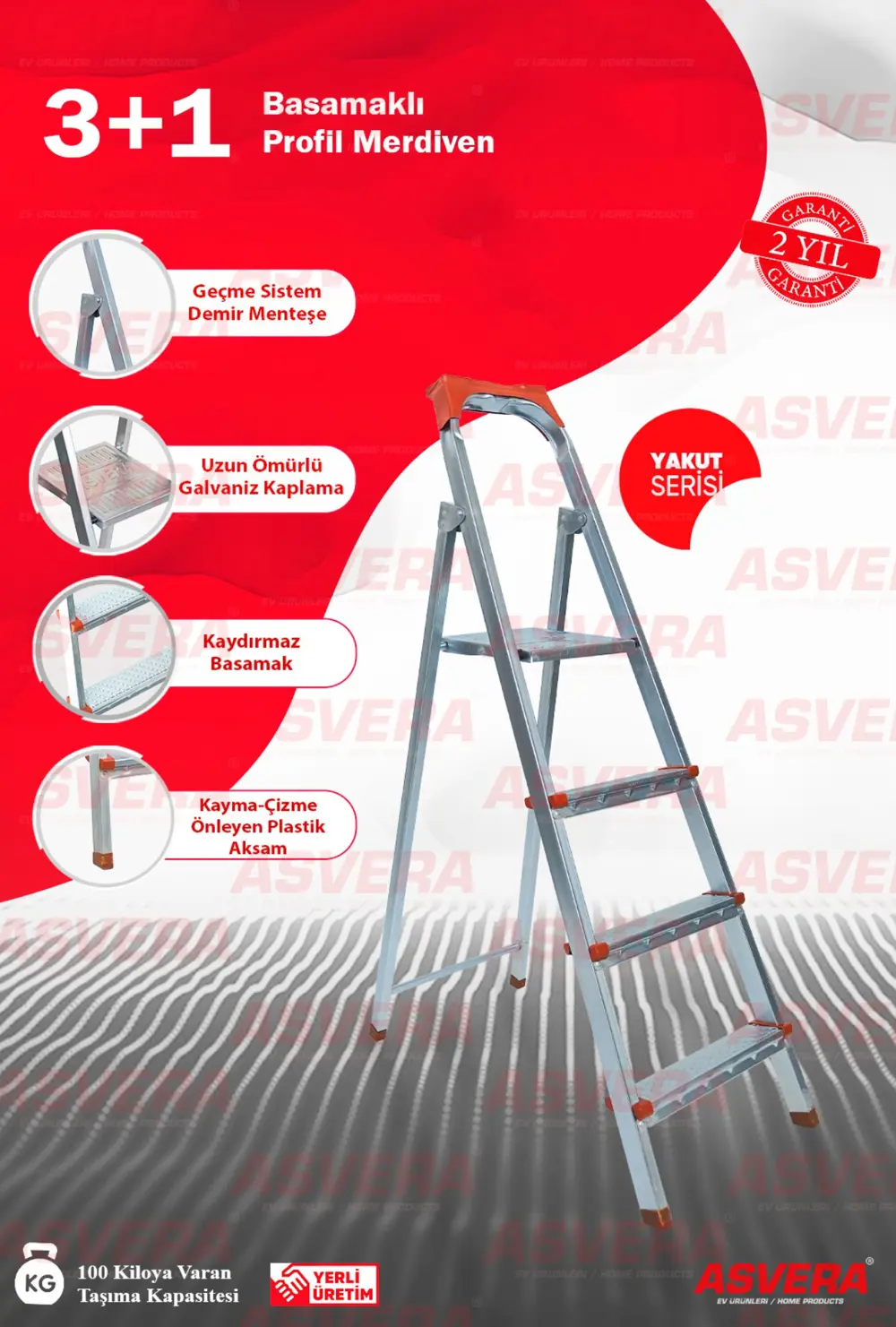 ASVERA 3+1 BASAMAKLI PROFİL MERDİVEN