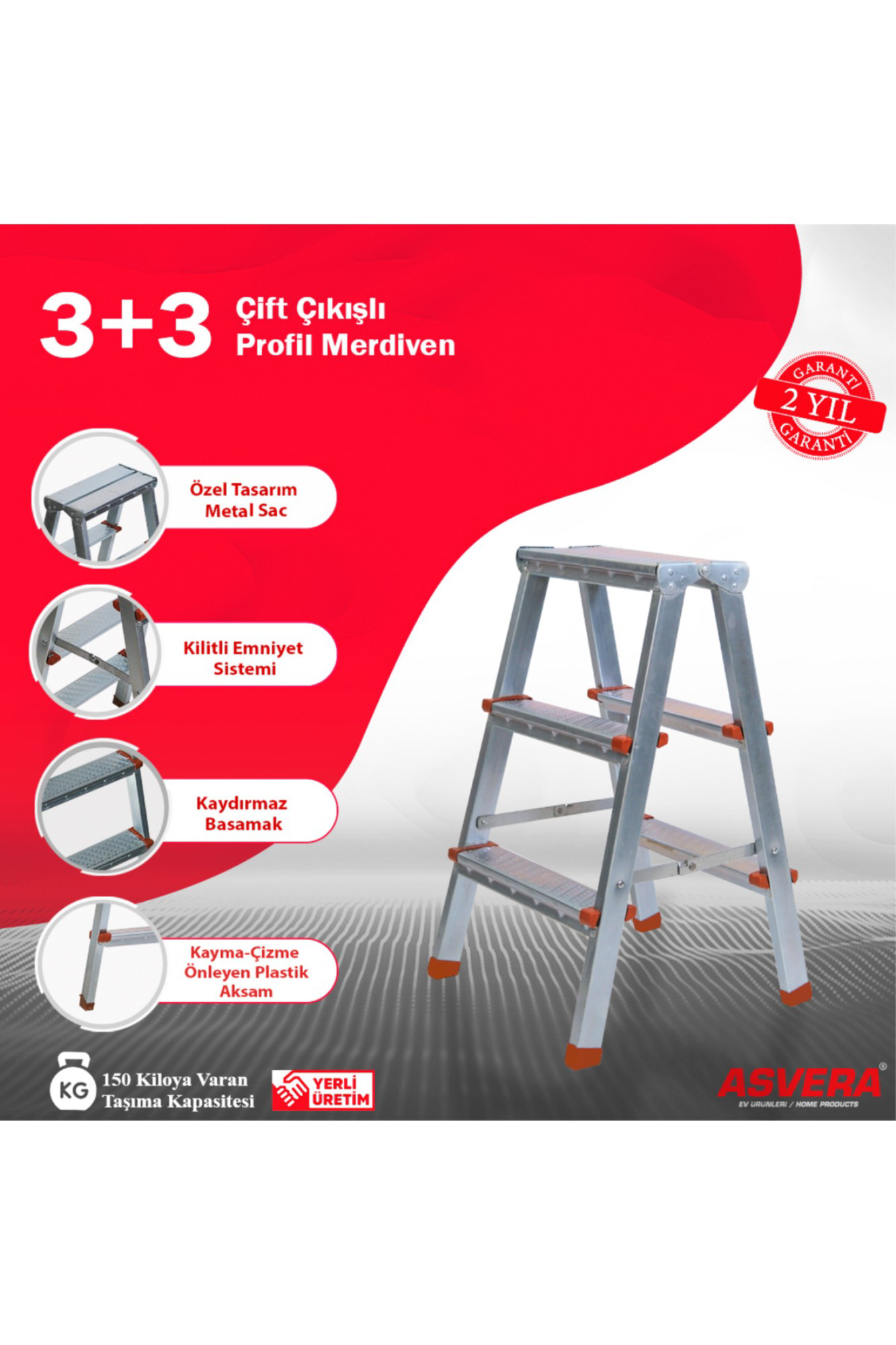 ASVERA 3+3 ÇİFT ÇIKIŞLI PROFİL MERDİVEN