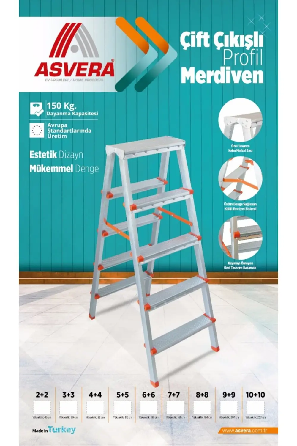 ASVERA 4+4 ÇİFT ÇIKIŞLI PROFİL MERDİVEN