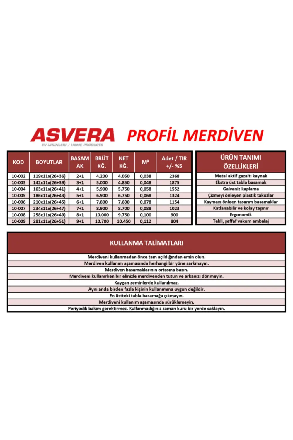 ASVERA 5+1 BASAMAKLI PROFİL MERDİVEN