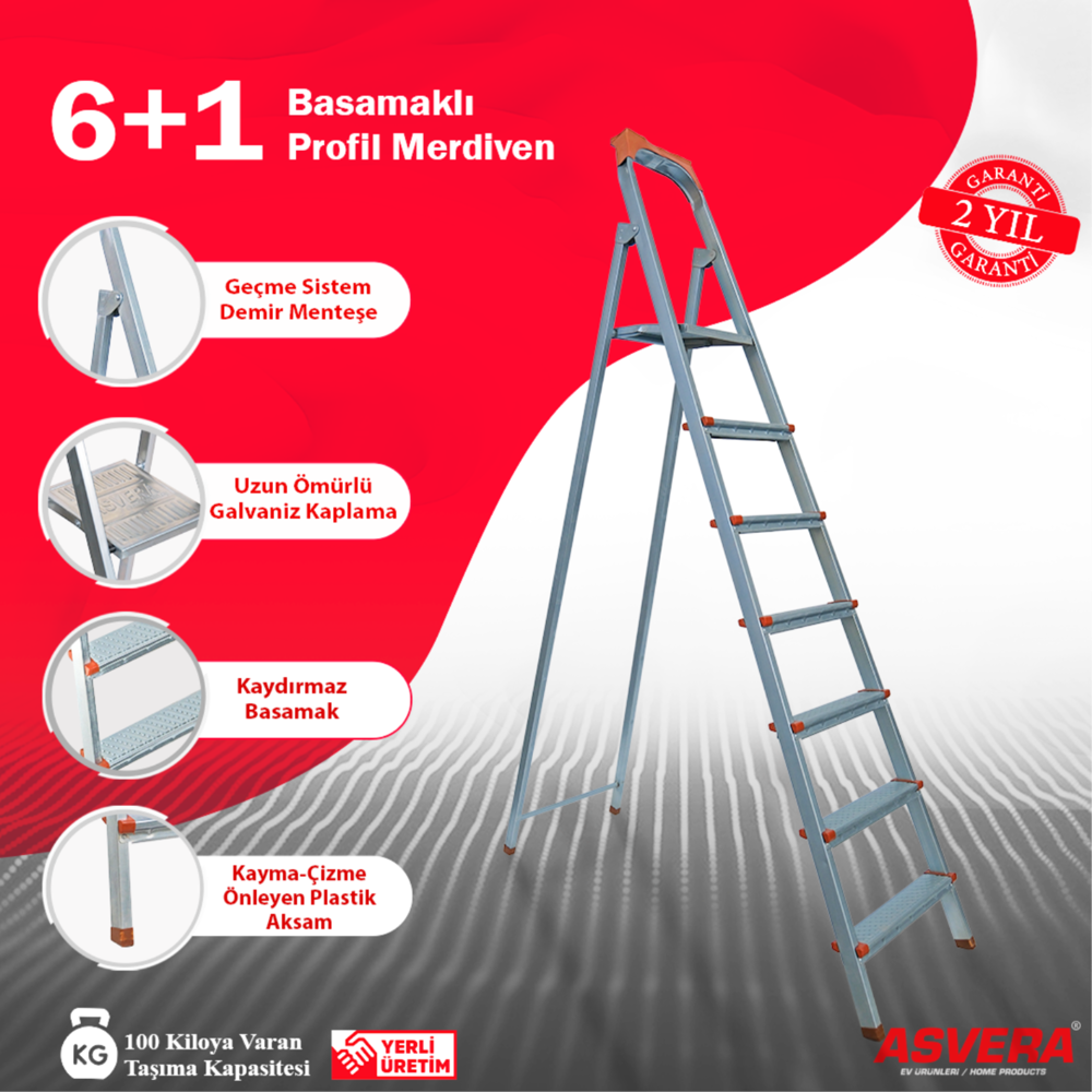 ASVERA 6+1 BASAMAKLI PROFİL MERDİVEN