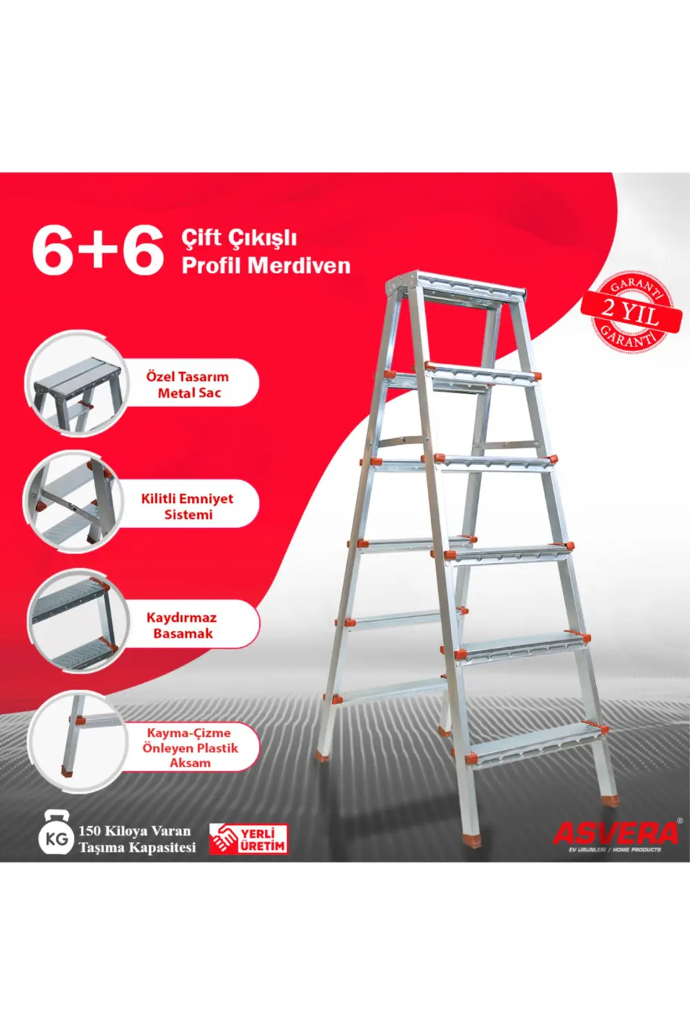 ASVERA 6+6 ÇİFT ÇIKIŞLI PROFİL MERDİVEN