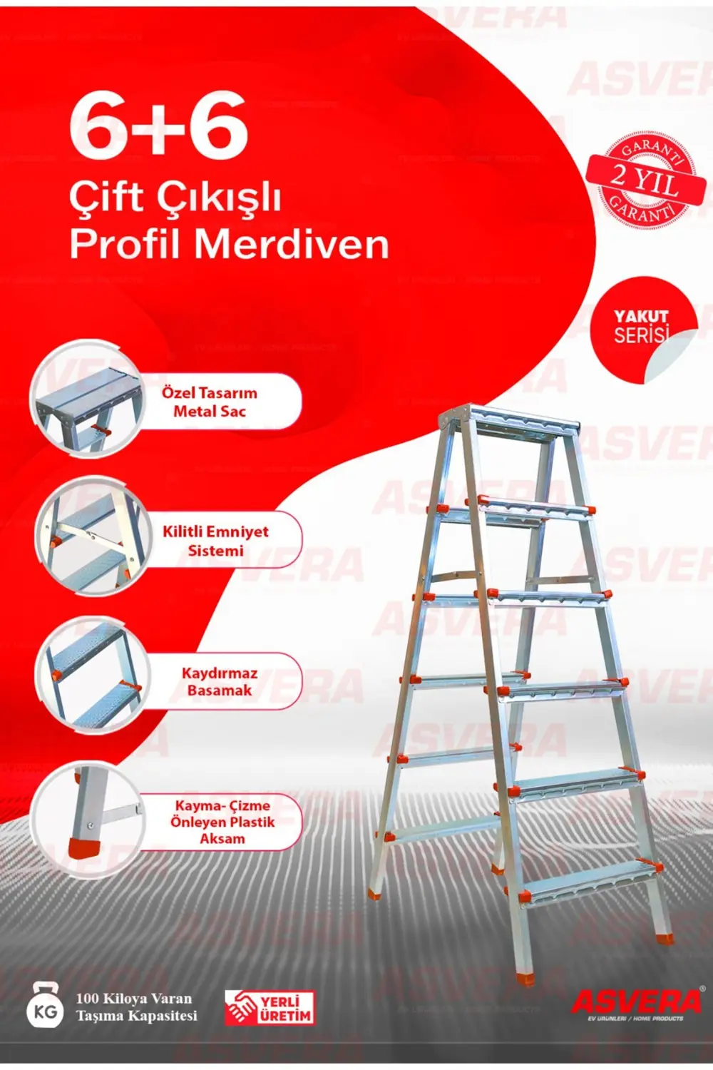 ASVERA 6+6 ÇİFT ÇIKIŞLI PROFİL MERDİVEN
