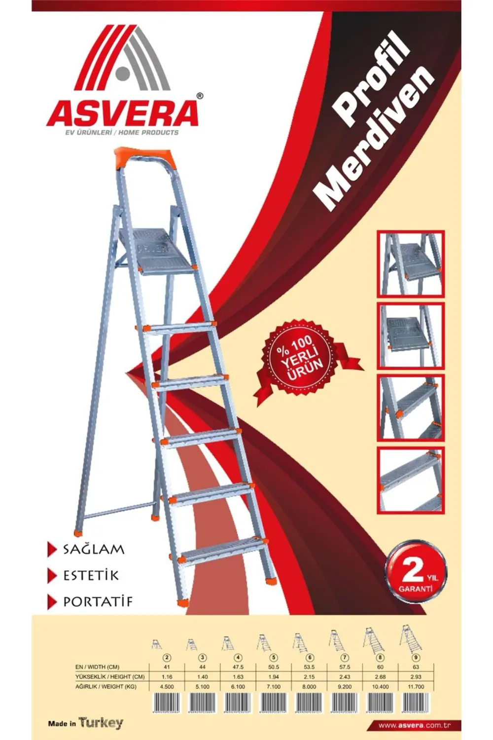 ASVERA 7+1 BASAMAKLI PROFİL MERDİVEN