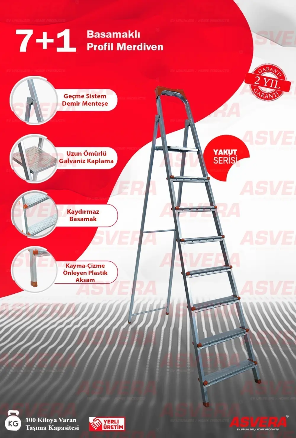 ASVERA 7+1 BASAMAKLI PROFİL MERDİVEN