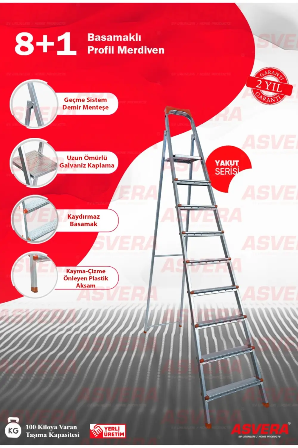 ASVERA 8+1 BASAMAKLI PROFİL MERDİVEN