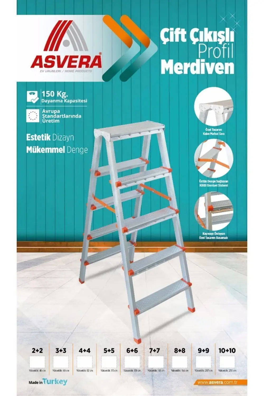 ASVERA 8+8 ÇİFT ÇIKIŞLI PROFİL MERDİVEN