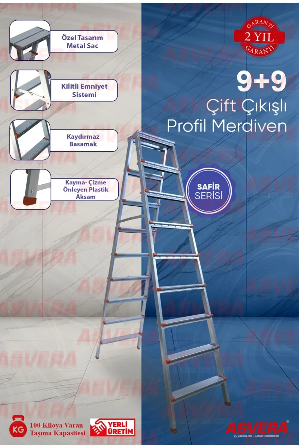 ASVERA 9+9 ÇİFT ÇIKIŞLI PROFİL MERDİVEN