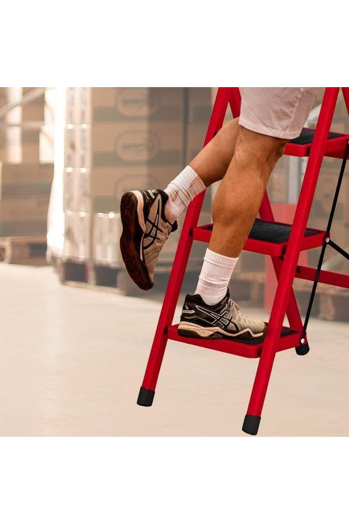 Asvera  Patika 5’Li Ev Tipi Merdiven – Hafif, Kırmızı, Dayanıklı V