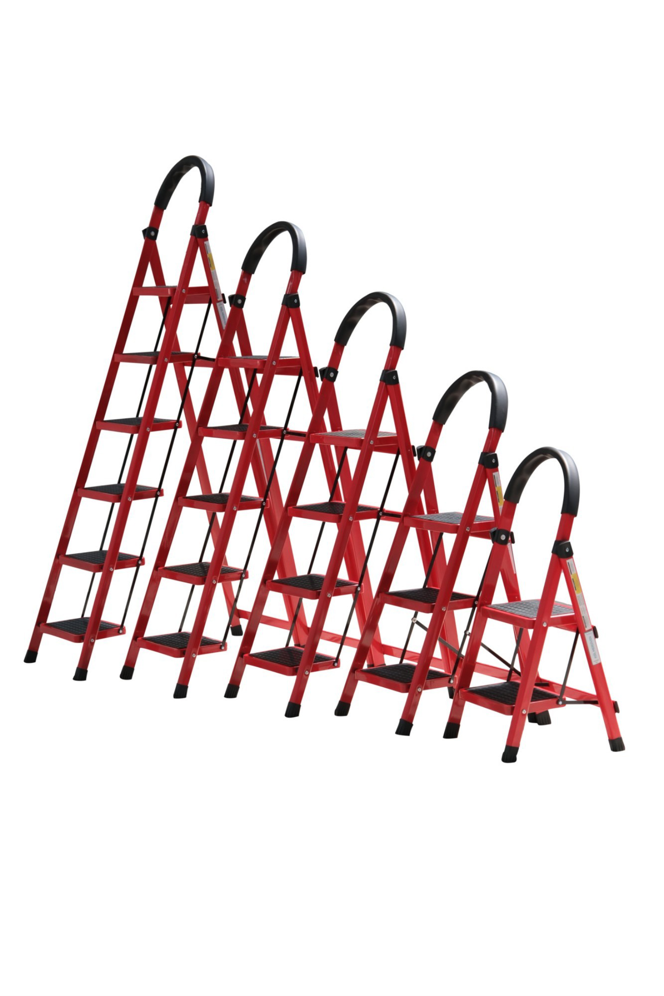 Asvera  Patika 2’Li Ev Tipi Merdiven – Kırmızı Renk, Hafif, Kaymaz