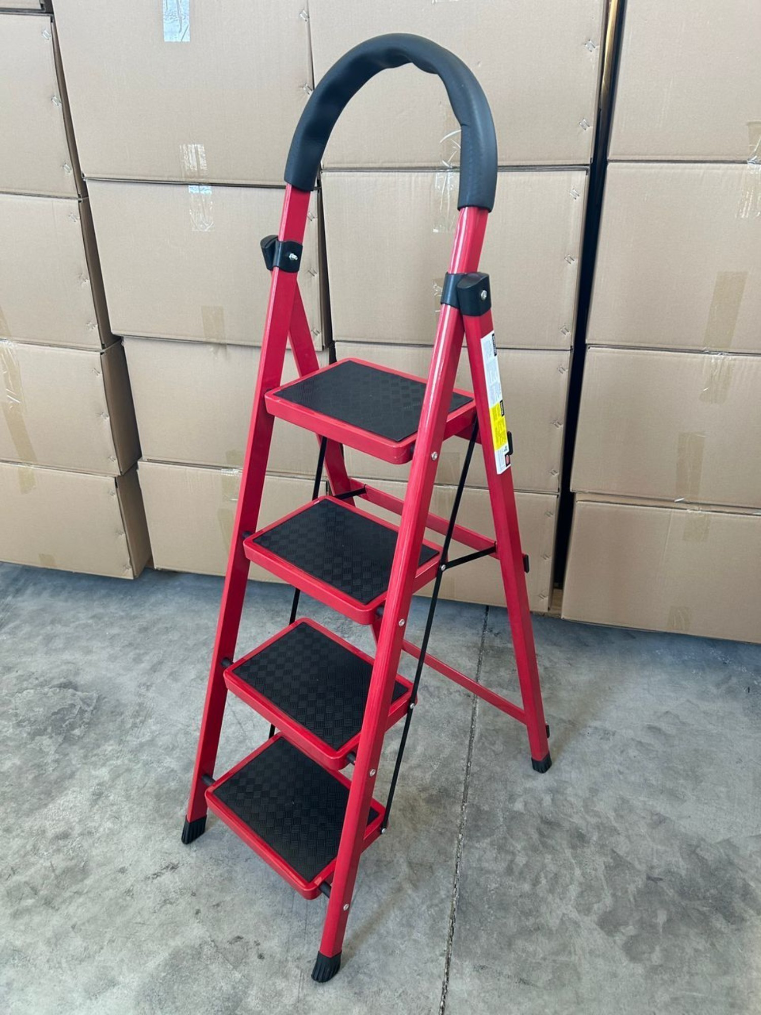 Asvera  Patika 4’Lü Ev Tipi Merdiven – Şık Kırmızı Renk, Hafif, Ka