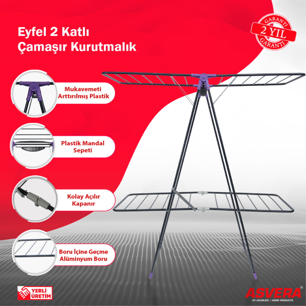 ASVERA EYFEL İKİZ FULL-HARD ÇAMAŞIR KURUTMALIK