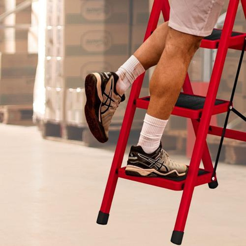 Asvera  Patika 3’Lü Ev Tipi Merdiven – Zarif Kırmızı, Hafif, Kayma