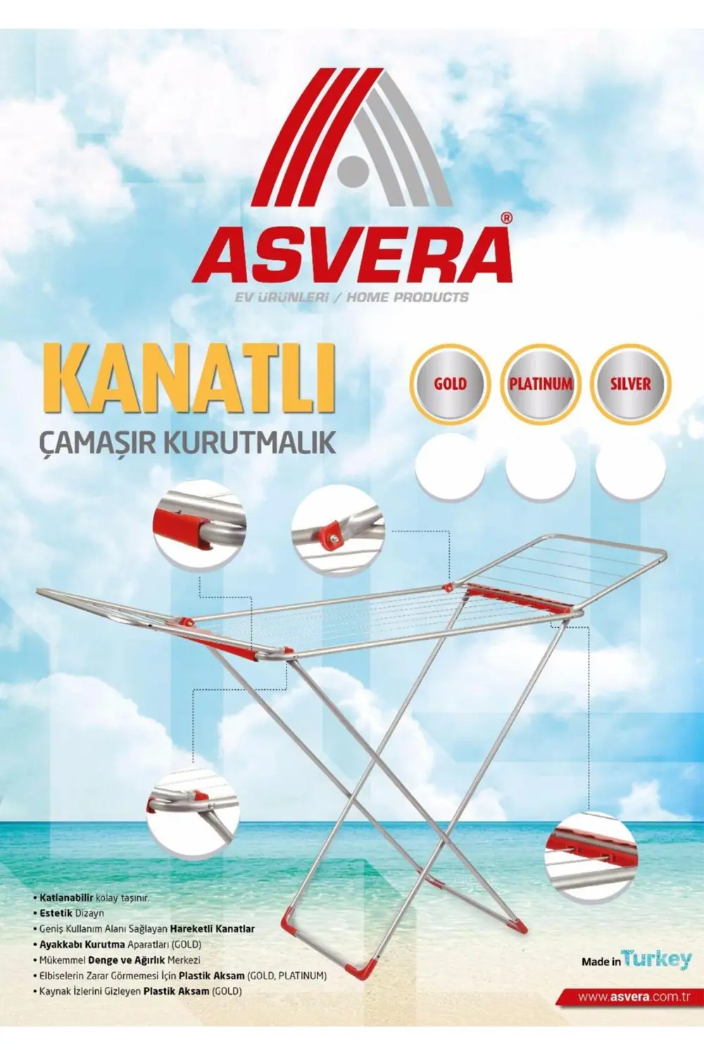 ASVERA PLATİNUM KANATLI ÇAMAŞIR KURUTMALIK
