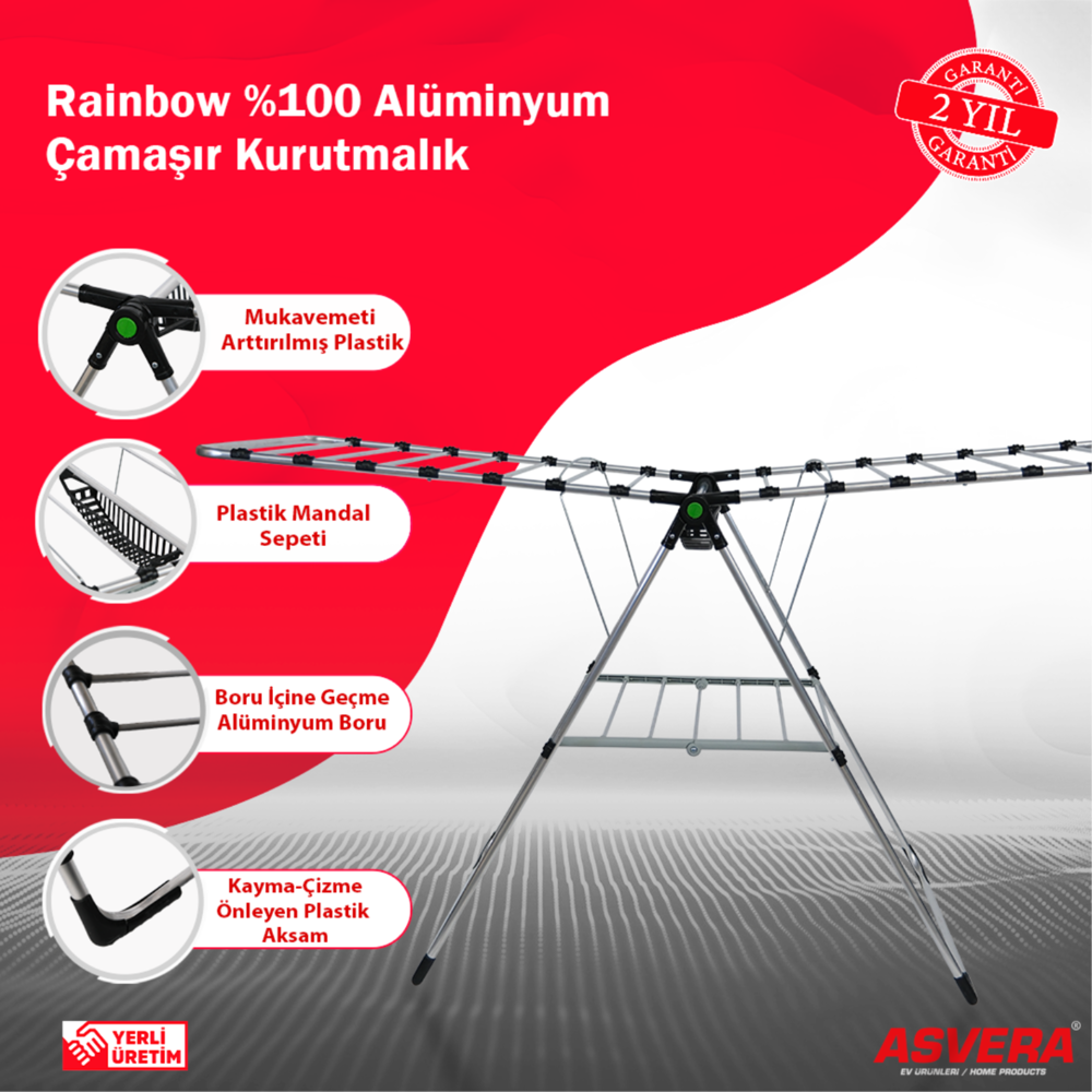 ASVERA RAİNBOW %100 ALÜMİNYUM ÇAMAŞIR KURUTMALIK
