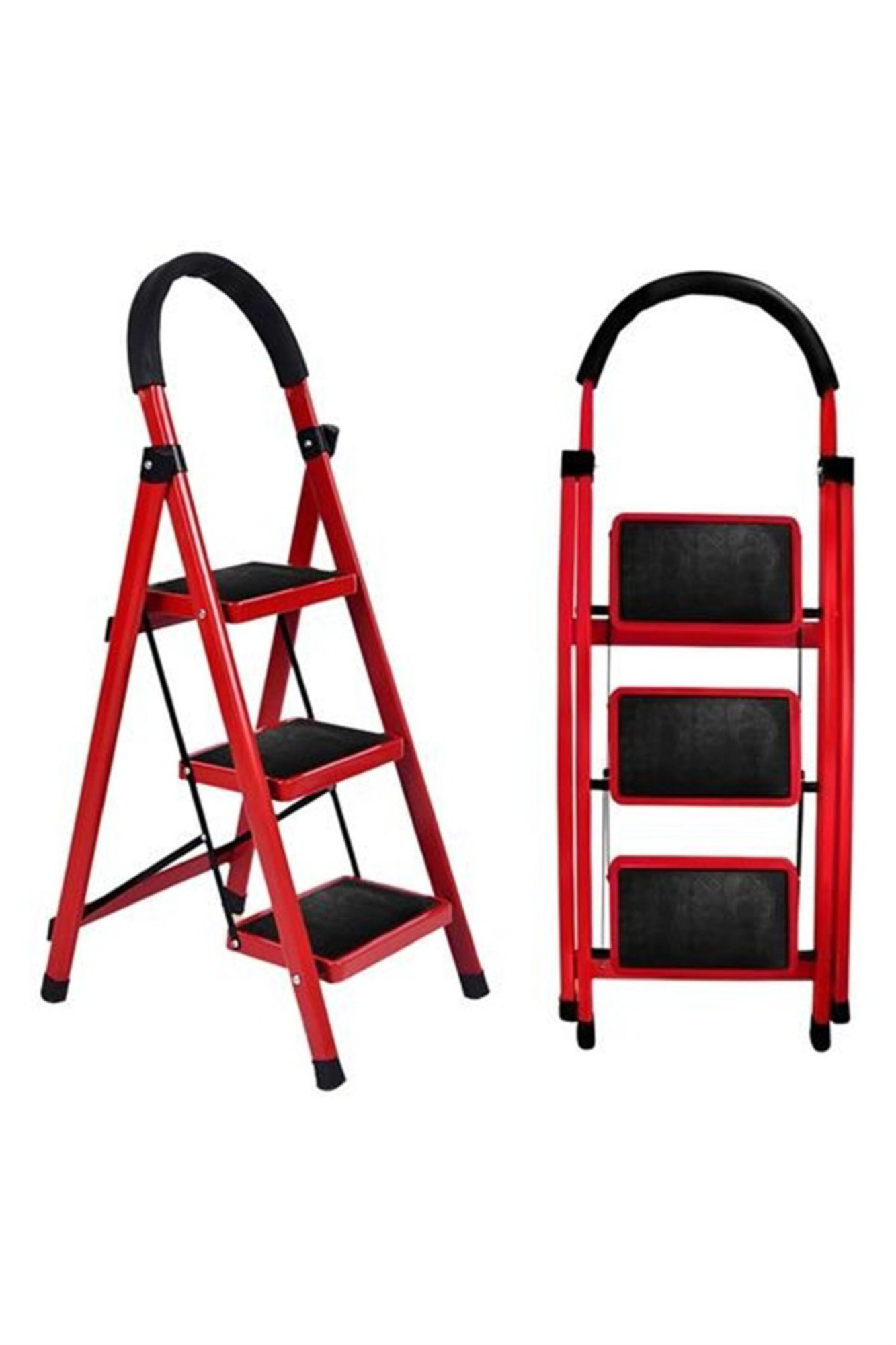 Asvera  Patika 3’Lü Ev Tipi Merdiven – Zarif Kırmızı, Hafif, Kayma