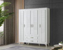 Sivas Gözde Mobilya Asya 4 Kapili 2 Çekmeceli Gardirop Elbise Dolabi 160X46x195