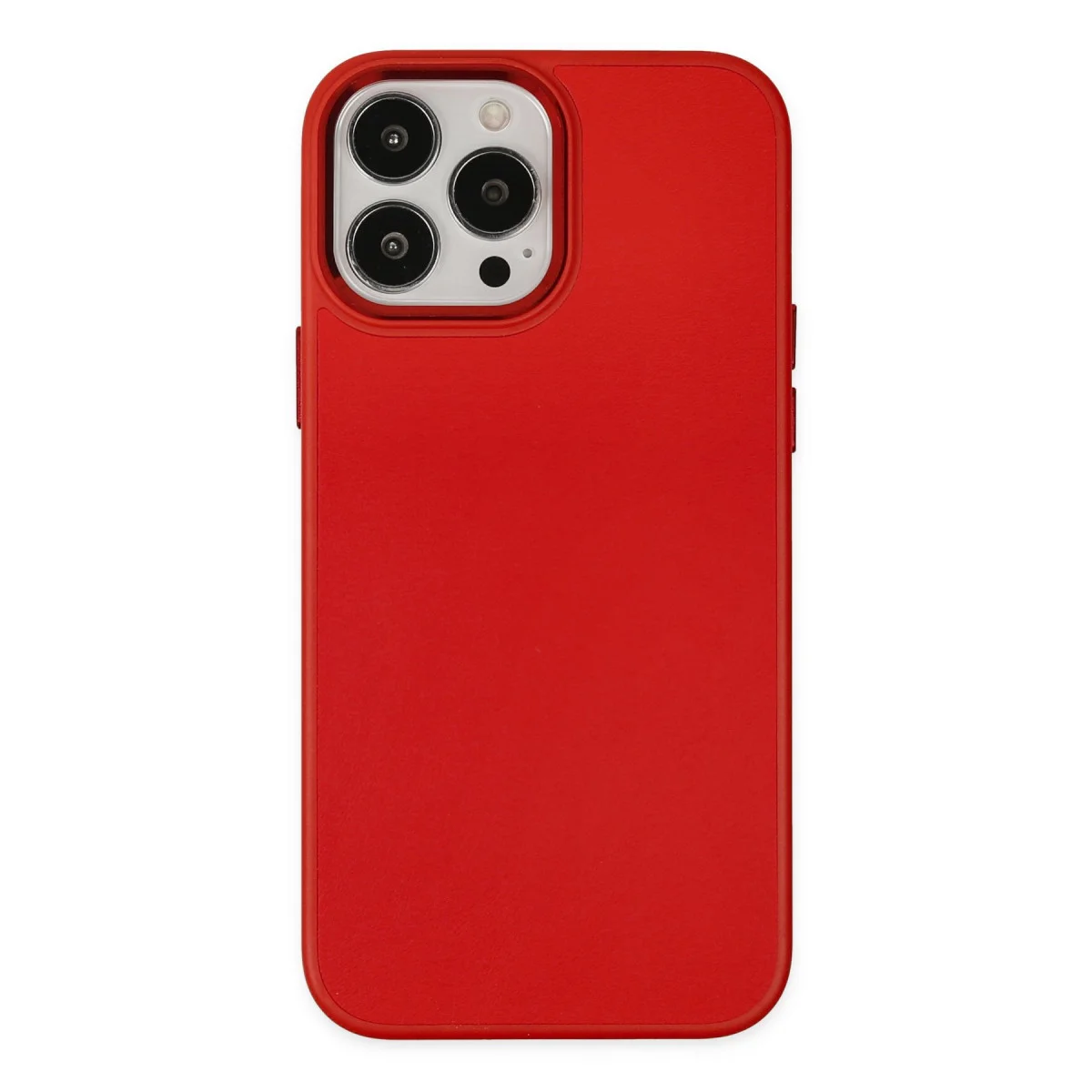 Asya Deri Silikon Kılıf - iPhone 13 Pro Max Kırmızı (Maksimum Koruma)