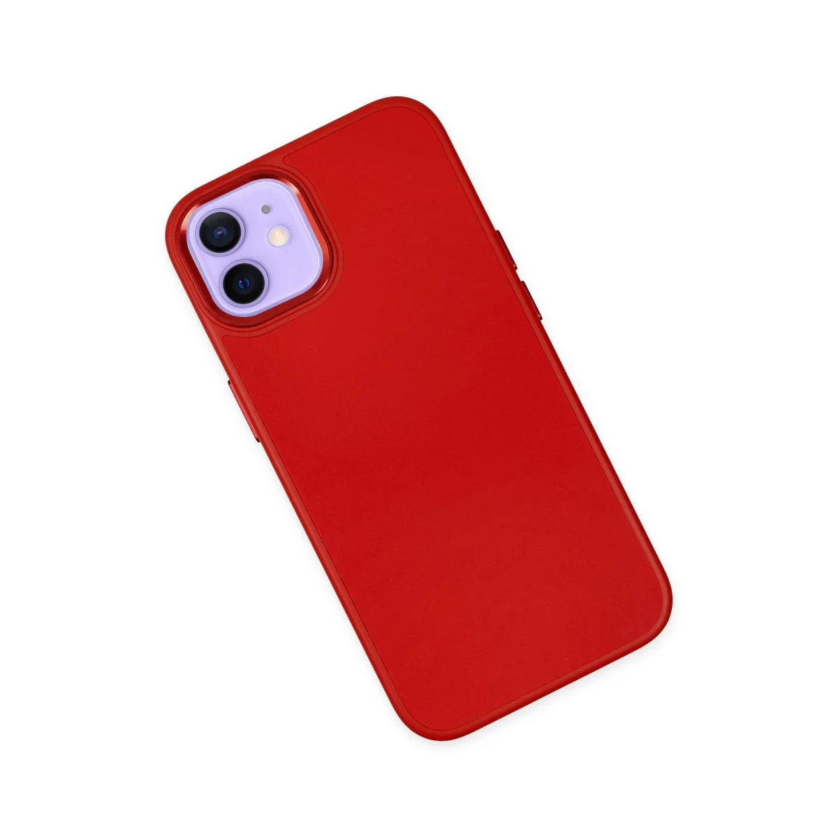 Asya Deri Silikon Kılıf - iPhone 12 Kırmızı (Çizilmelere Karşı Mükemmel Koruma)