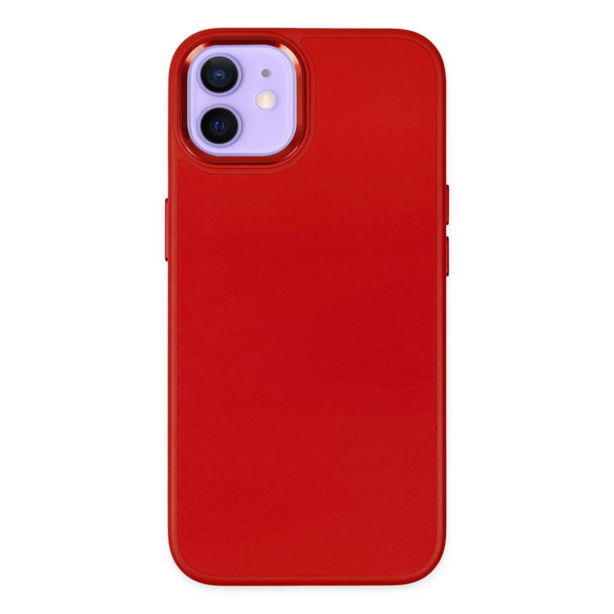 Asya Deri Silikon Kılıf - iPhone 12 Kırmızı (Çizilmelere Karşı Mükemmel Koruma)