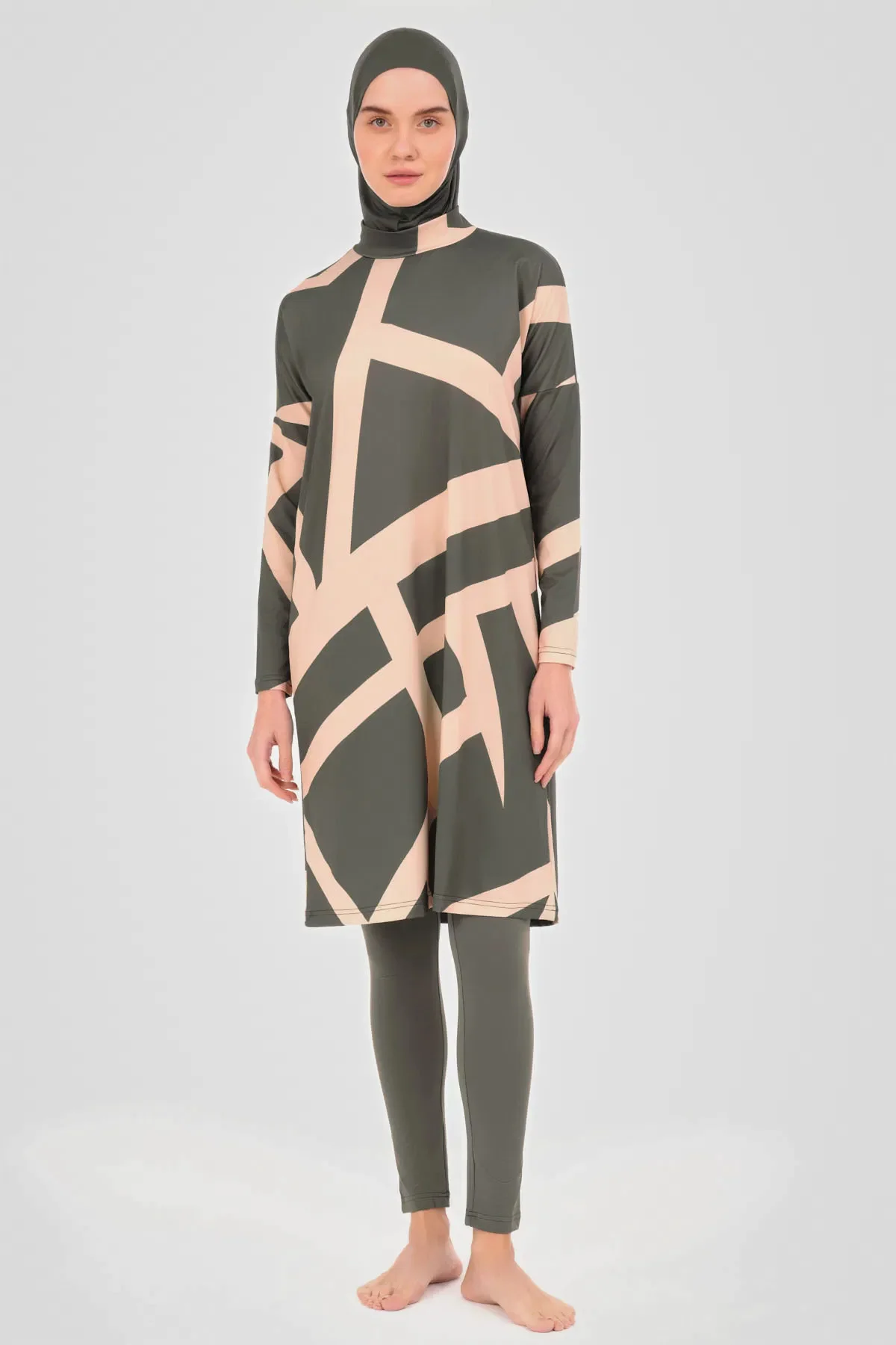 Asya Havuz Tesettür Mayo SU İTİCİ HIZLI KURUYAN KUMAŞ ALF21626
