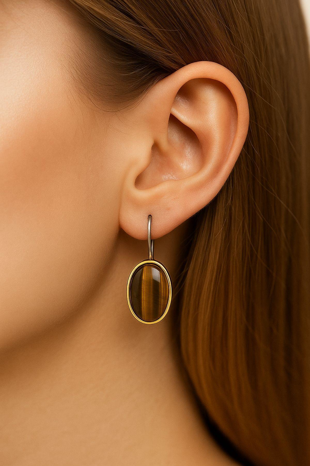 Beyisa Asya Serisi El İşi Gümüş Kahverengi Kaplangözü Taşlı Bayan Küpe Beyisa Asya Serisi El İşi Gümüş Kahverengi Kaplangözü Taşlı Bayan Küpe