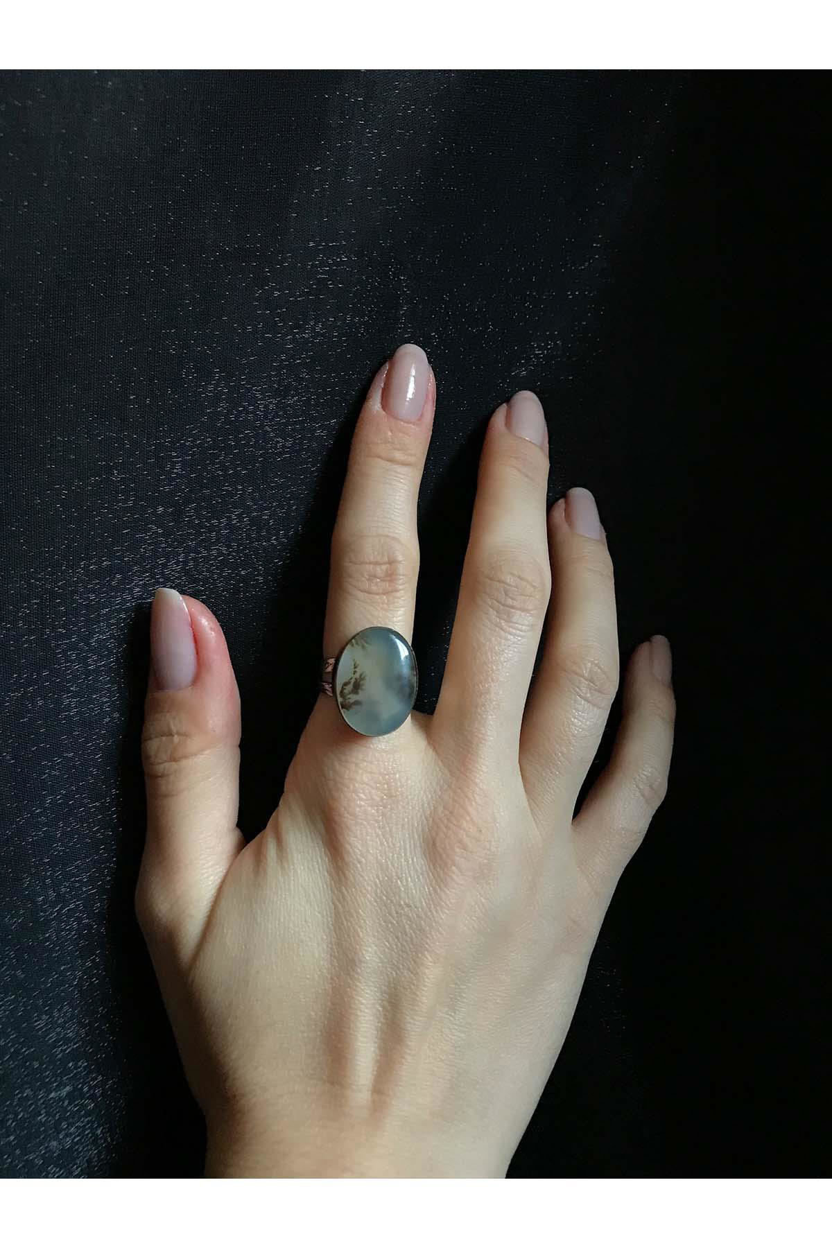 Asya Serisİ Gümüş Yemen Akiği Bayan Otantik Yüzük 925 Ayar Ayarla