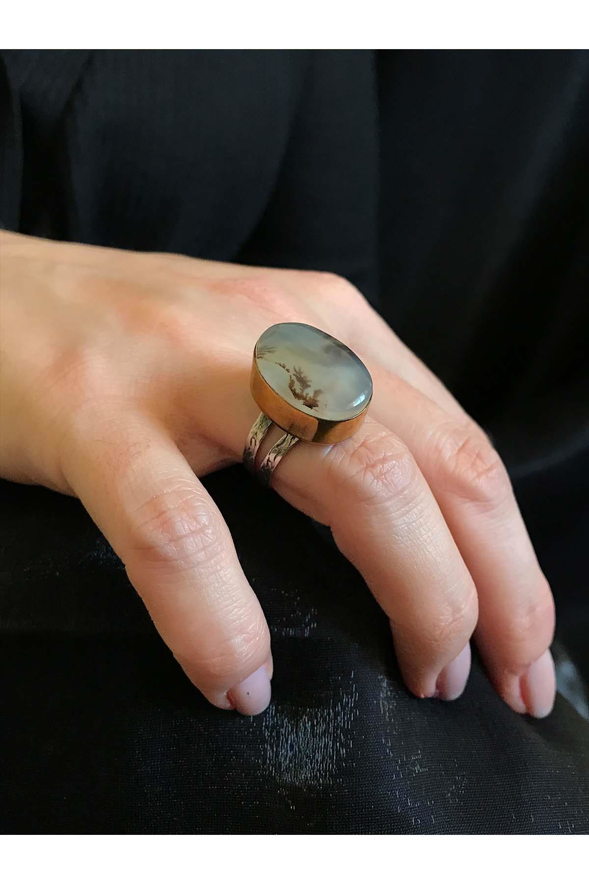 Asya Serisİ Gümüş Yemen Akiği Bayan Otantik Yüzük 925 Ayar Ayarla