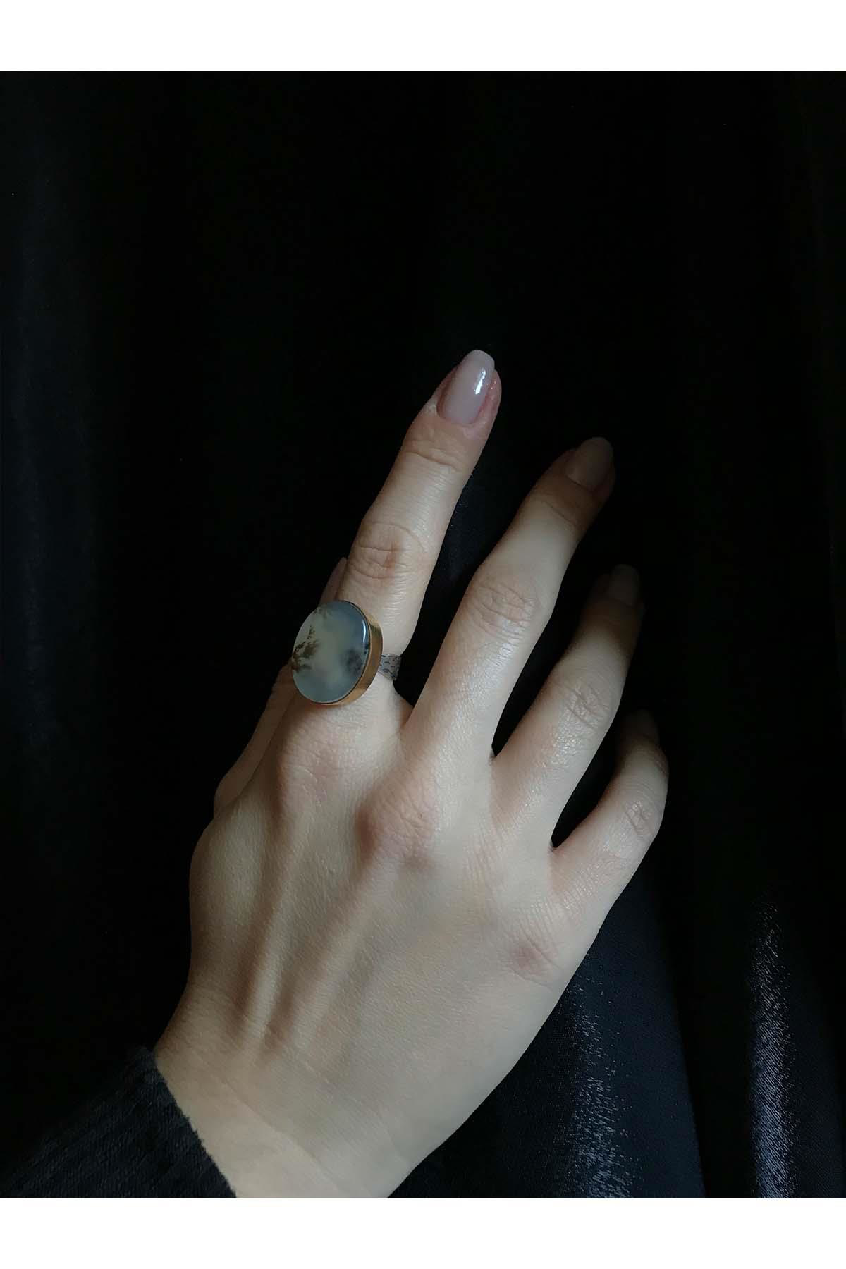 Asya Serisİ Gümüş Yemen Akiği Bayan Otantik Yüzük 925 Ayar Ayarla