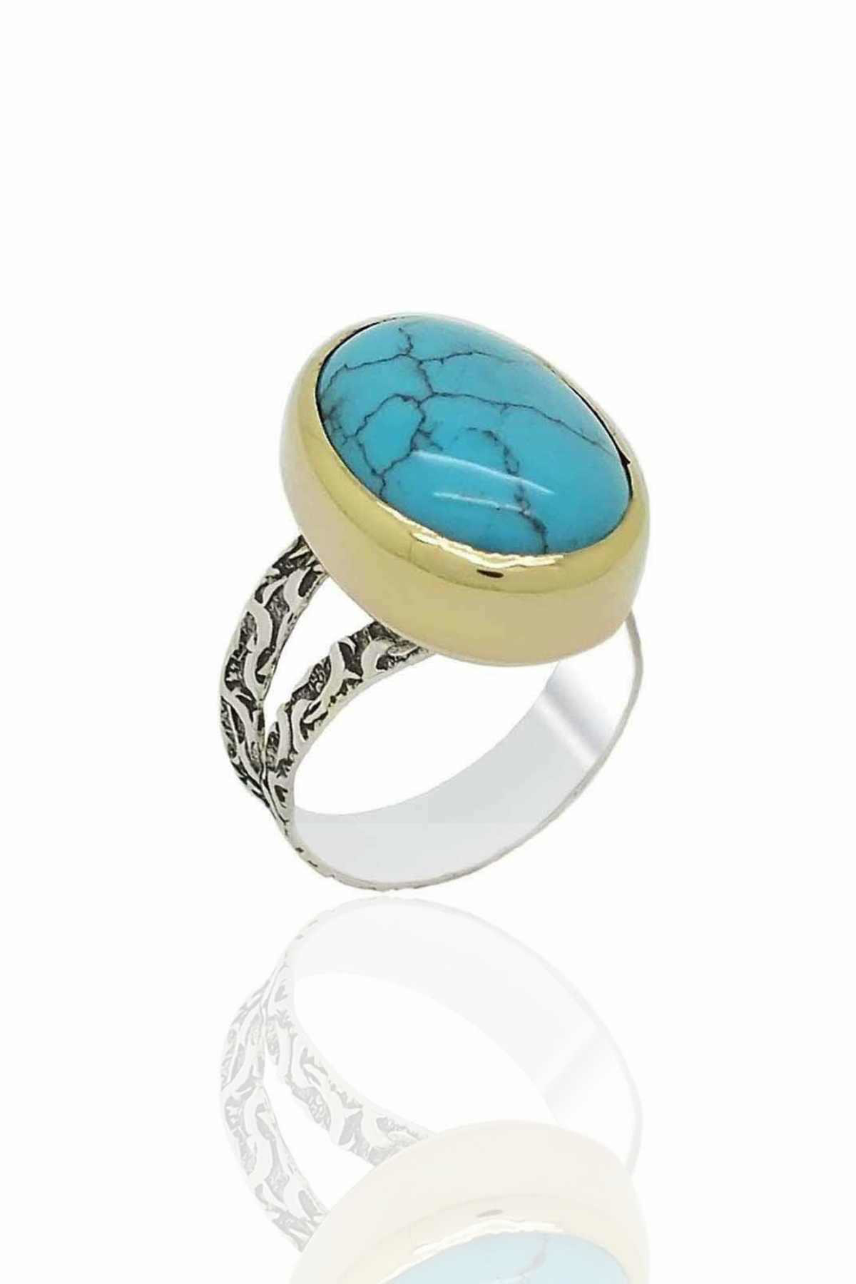 Asya Serisi Gümüş Firüze Taşlı Bayan Otantik  Yüzük