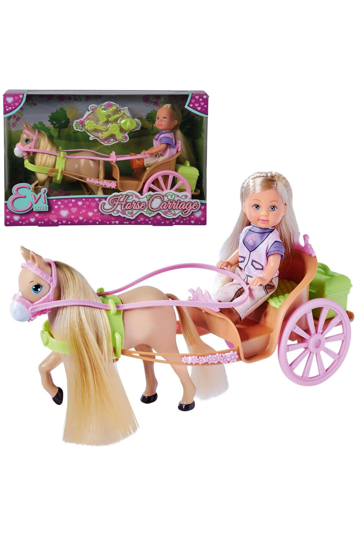 Birlik At Figürlü At Arabalı Bebek Ve Aksesuarlı Set