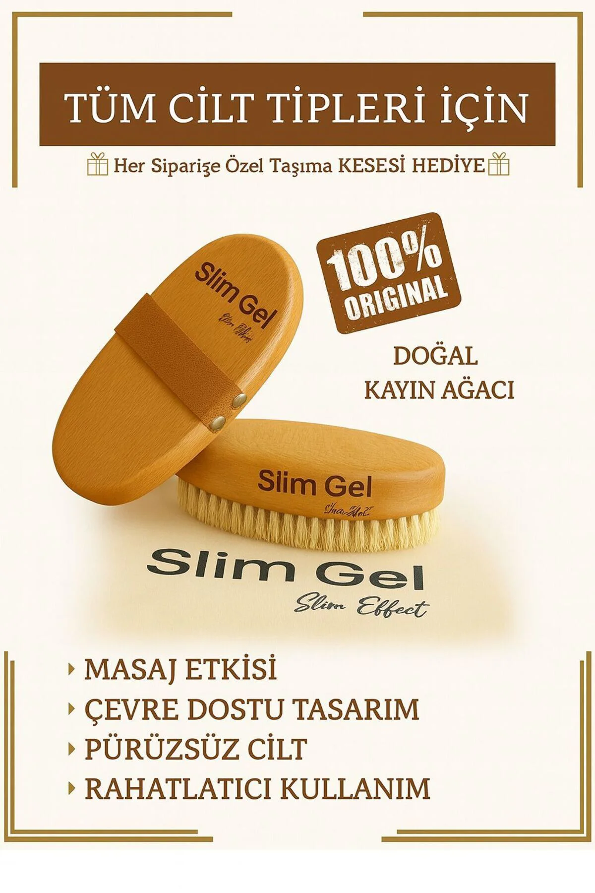 At Kılı Selülit Fırçası – Doğal Cilt Bakım Fırçası (Kese Hediyeli