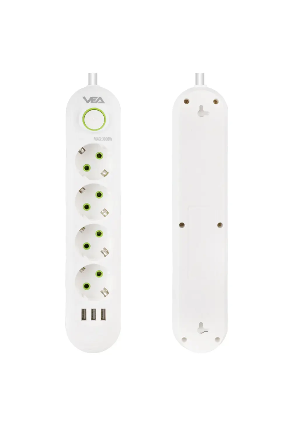 At351n Va-21560 4lü 1.5 Metre Kablo Shopzumlu 3 Usbli Beyaz Shopz