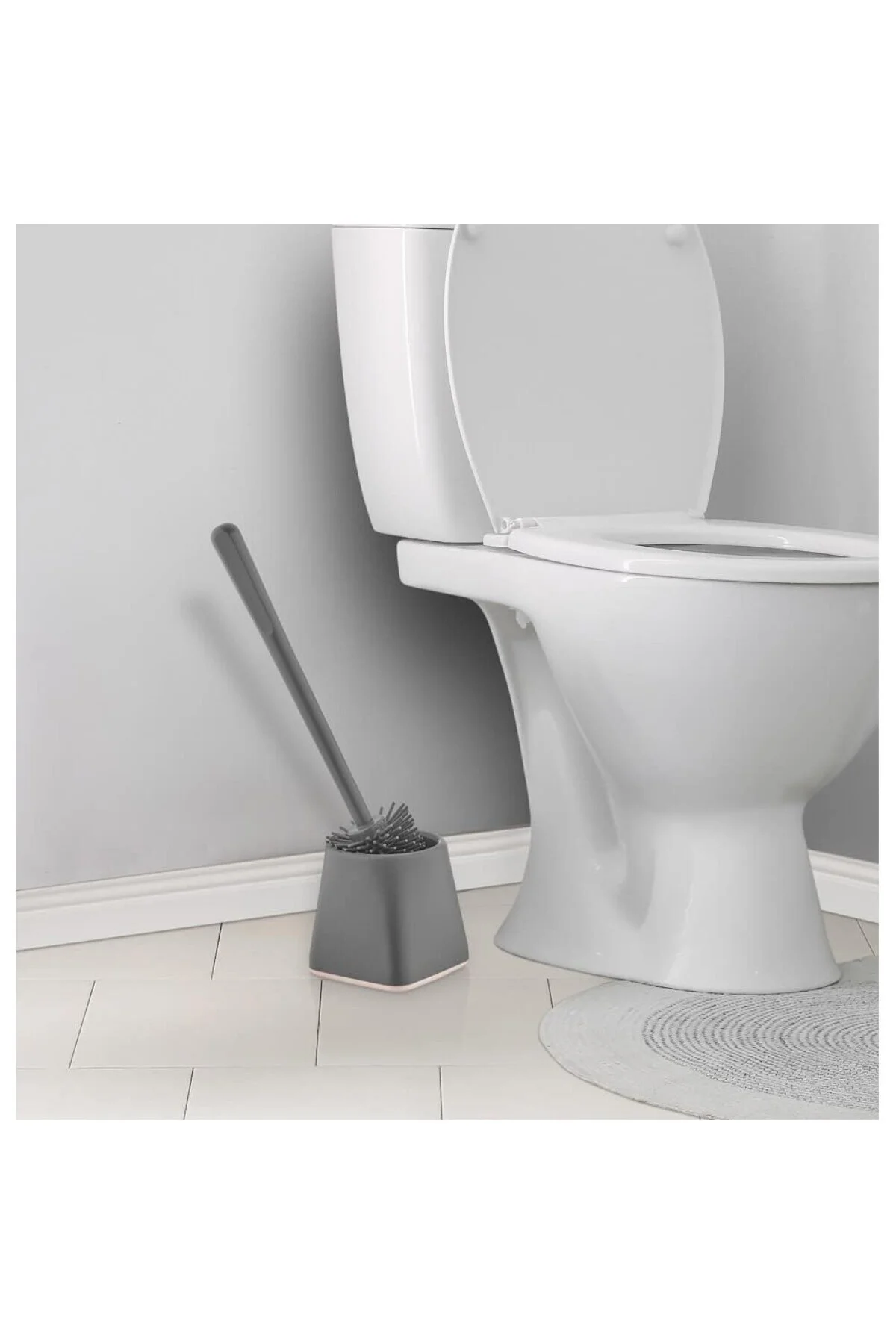 ATA HOME Silikon Klozet WC Tuvalet fırçası Gri Kare