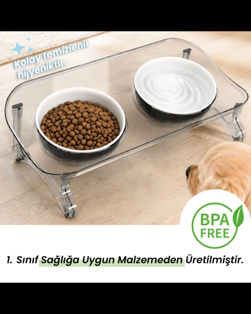 Atapet Çift Kaseli 15° Eğimli Yükseltilmiş Kedi Köpek Mama Kabı Atapet Çift Kaseli 15° Eğimli Yükseltilmiş Kedi Köpek Mama Kabı