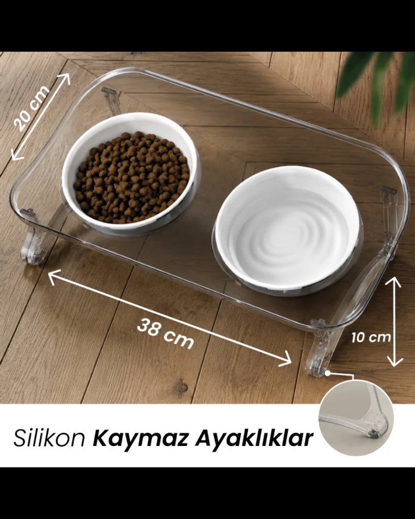 Atapet Çift Kaseli 15° Eğimli Yükseltilmiş Kedi Köpek Mama Kabı Atapet Çift Kaseli 15° Eğimli Yükseltilmiş Kedi Köpek Mama Kabı