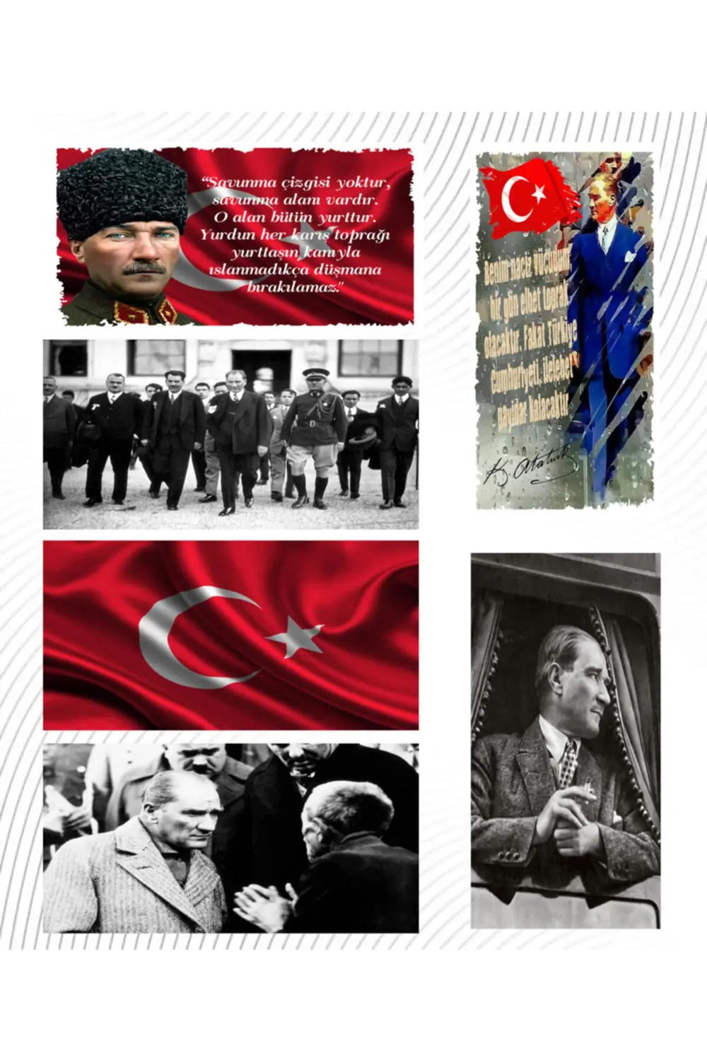 Atatürk 6'lı Ahşap Duvar Poster Seti - Hbb Özel Seri Atatürk 6'lı Ahşap Duvar Poster Seti - Hbb Özel Seri