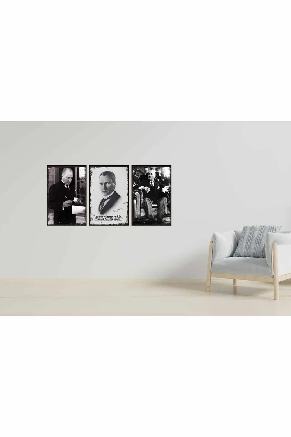 Atatürk Ahşap Tablo 3 lü 20x30cm