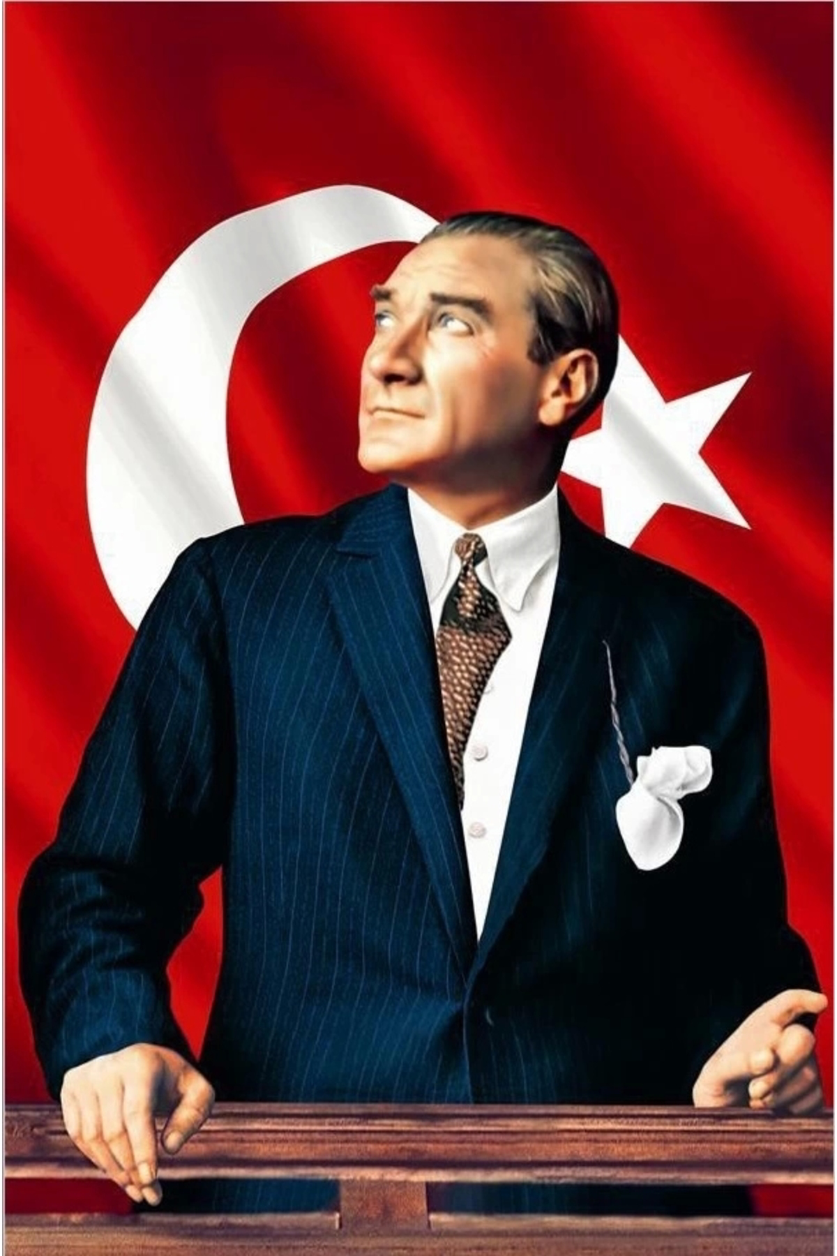 Atatürk Baskılı Türk Bayrağı Atatürk Posteri 100x150 Cm Raşel Kum
