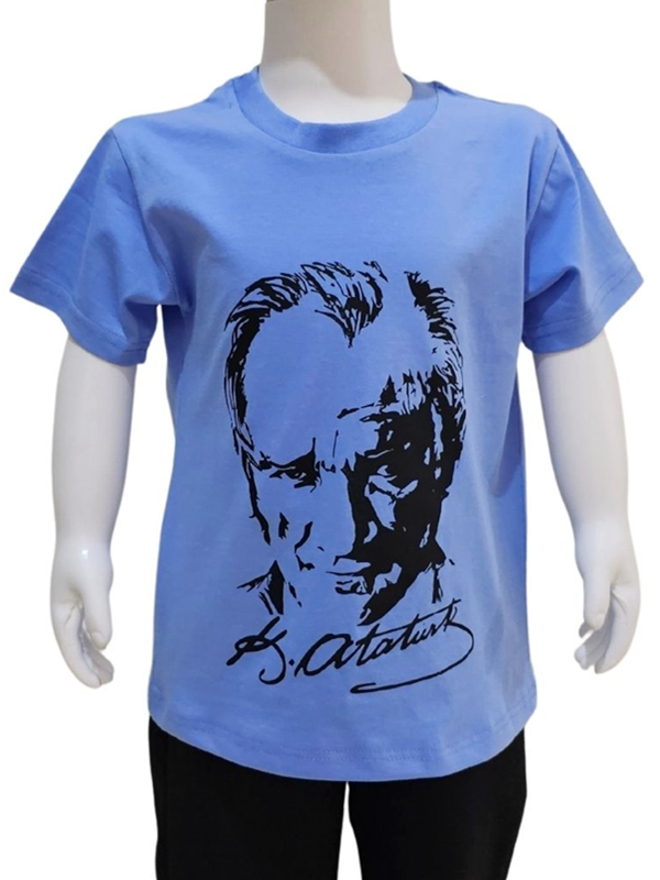 Kostüm Sarayı Atatürk Baskılı Mavi Tişört